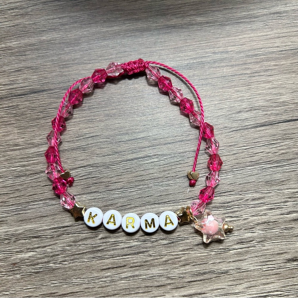 Pink karma bracelet